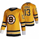 Boston Bruins 13 Charlie Coyle Yellow Adidas 2020-21 Reverse Retro Alternate Jersey Dzhi,baseball caps,new era cap wholesale,wholesale hats